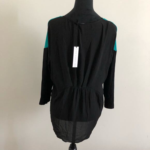 Three Eighty Two Women's Colorblock Long Sleeve Tunic Top XS Black/Teal‎ NWT - Picture 5 of 8